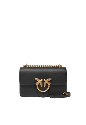 Pinko Damen Love One Mini Dc Vitello Seta Tasche, Z99o_schwarz-Old Silver im Sale